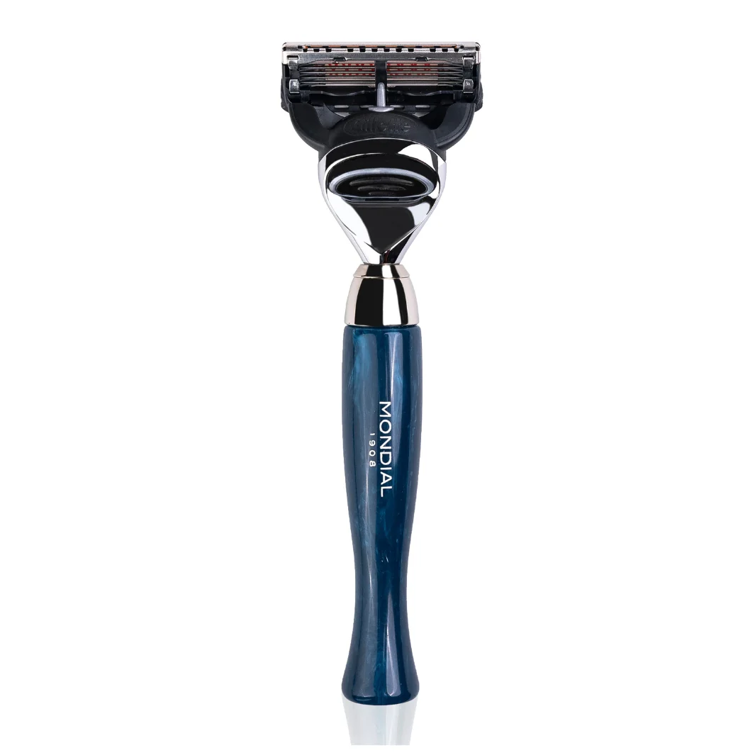 3-Piece Wet Shaving Set: 'Heritage' Axolute Blue Resin with Zagara - Image 3