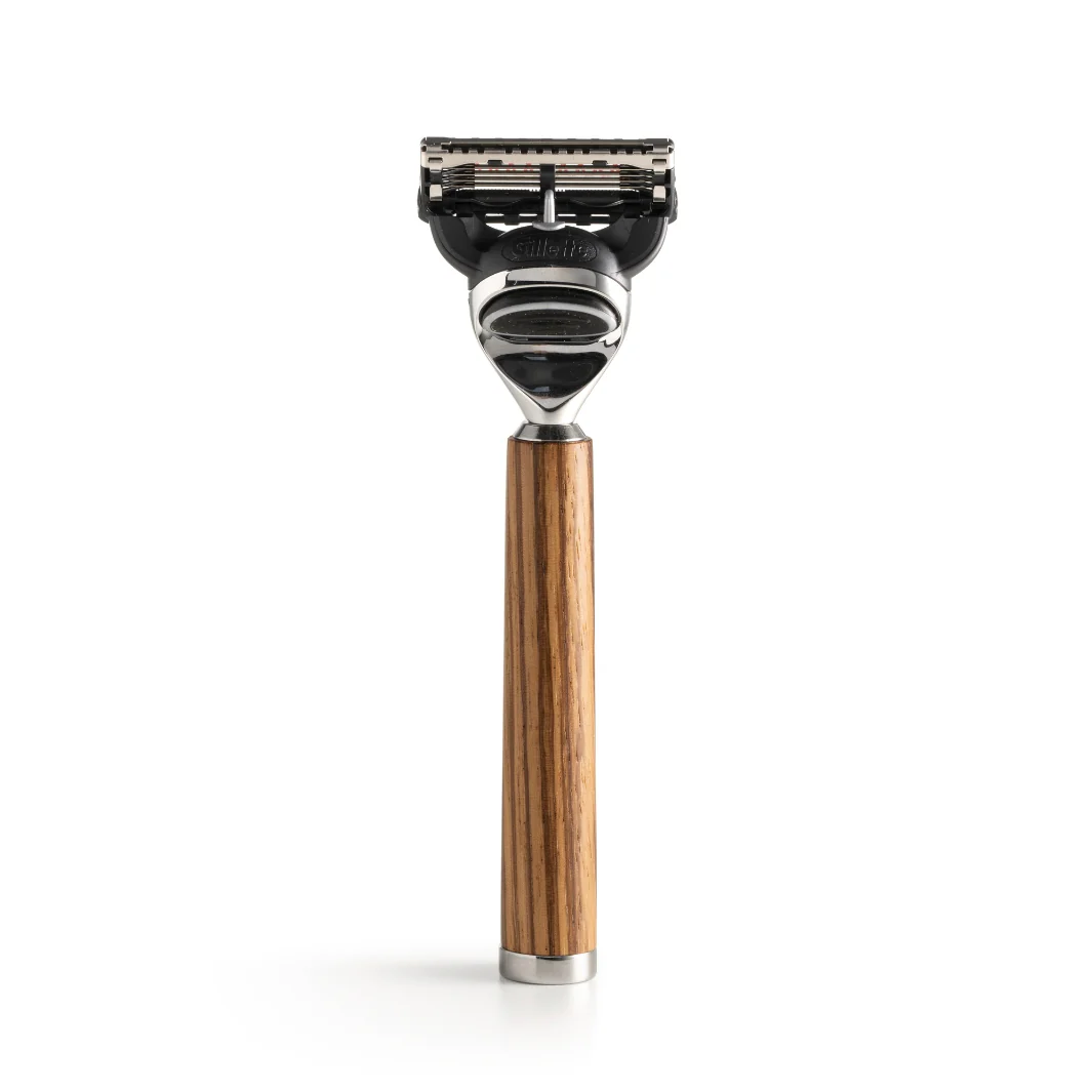Mythos Cartridge Razor Handle in Zebrano Wood with Stand: Fusion - Image 3
