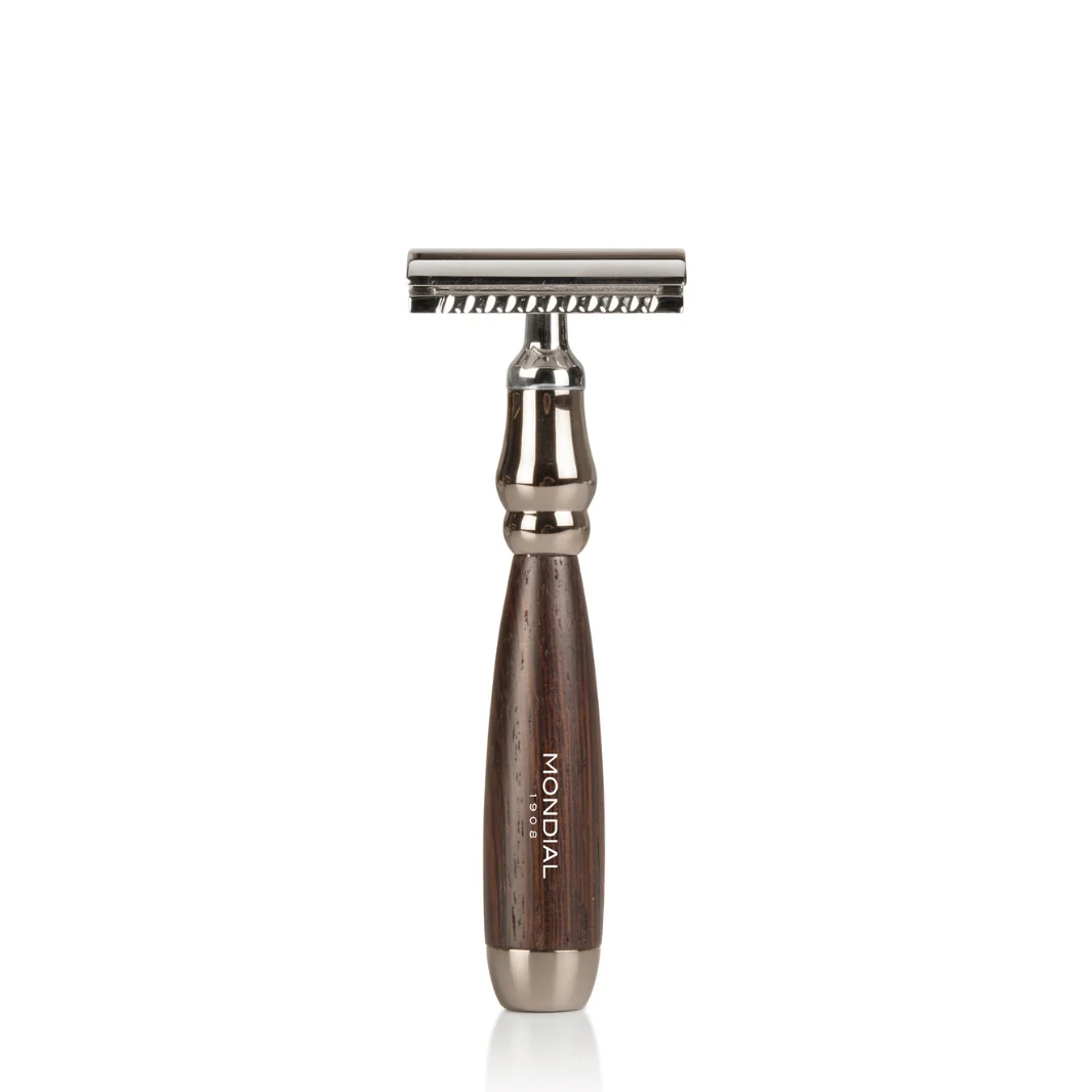 Prestige Wengé Wood Razor & Silvertip Badger Brush Set with Stand - Image 4
