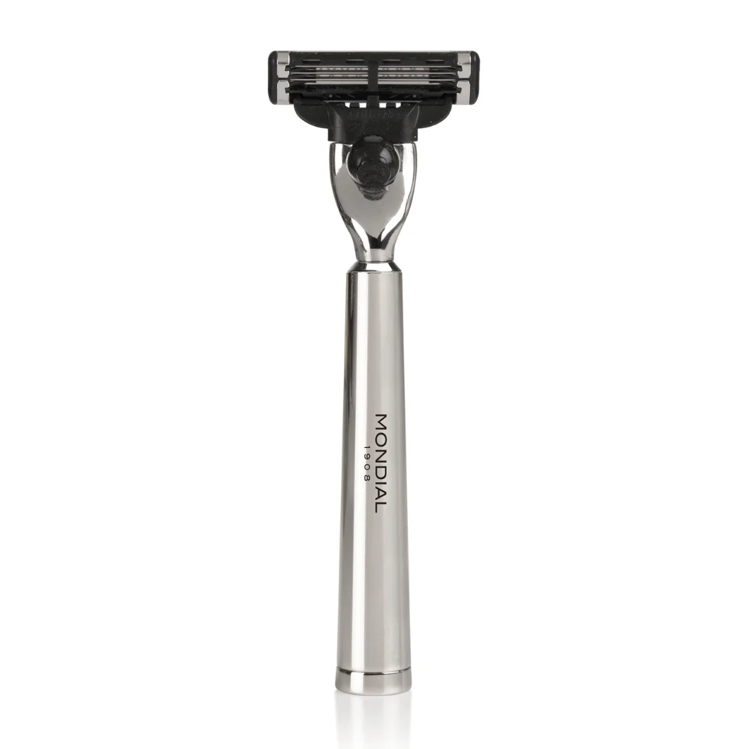 Vespucci Cartridge Razor Handle in Shiny Nickel Metal - Image 3