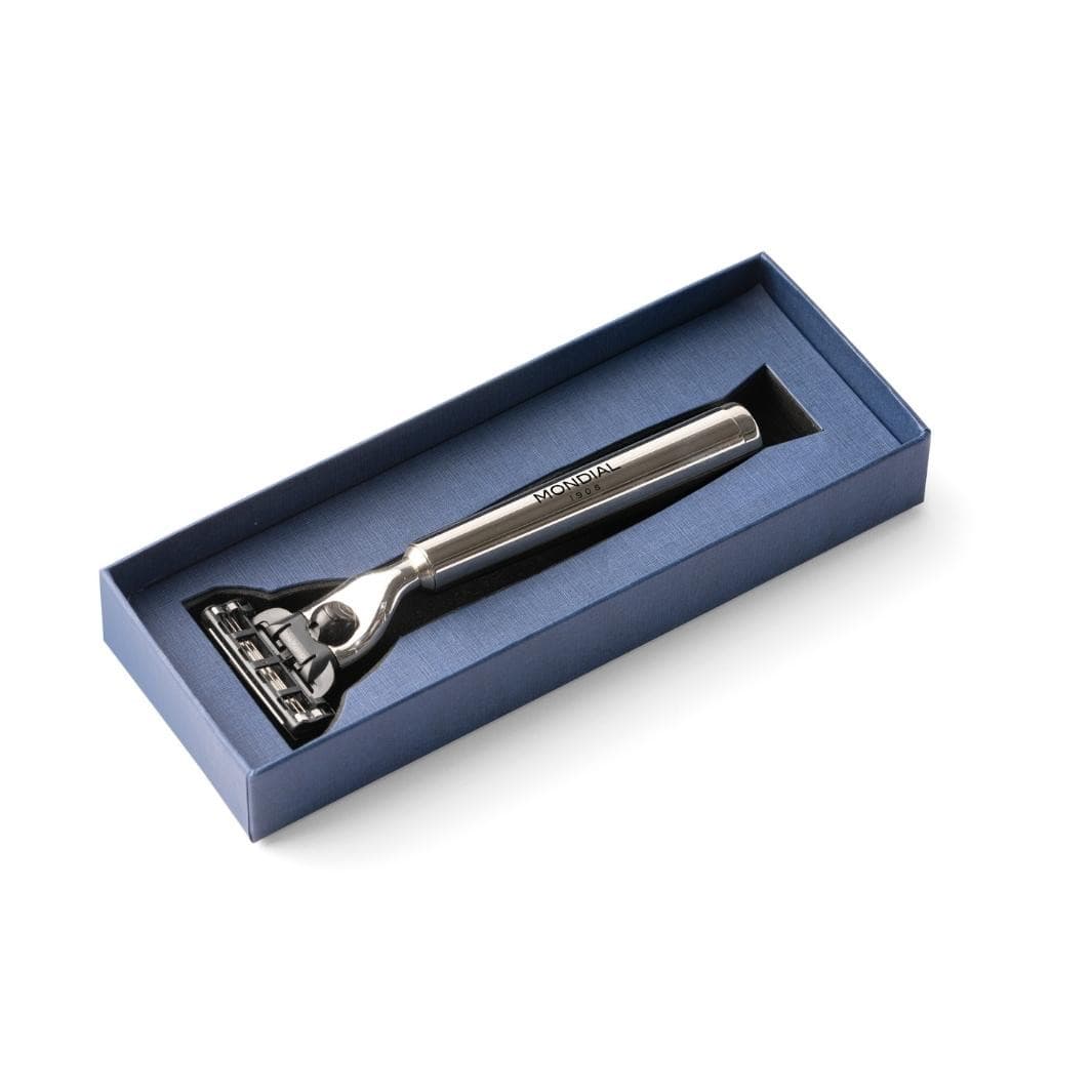 Vespucci Cartridge Razor Handle in Shiny Nickel Metal - Image 4